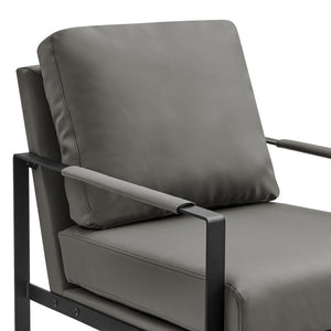 EuroStyle Bettina PU Leatherette Lounge Chair with Powder Coated Steel Frame for Office Dark Gray/Matte Black 94276-DKGRY