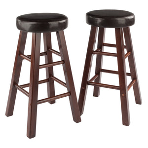 Winsome Wood Maria 2-piece Counter Stool Set - Rich Walnut Frame With Espresso Faux Leather Cushioned Seats Walnut ,Espresso Solid Wood ,Polyurethane 94277-winsome-wood