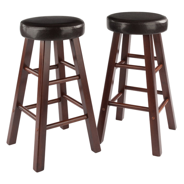 Winsome Wood Maria 2-piece Counter Stool Set - Rich Walnut Frame With Espresso Faux Leather Cushioned Seats Walnut ,Espresso Solid Wood ,Polyurethane 94277-winsome-wood