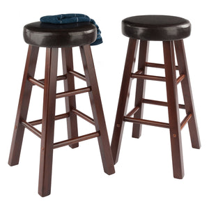 Winsome Wood Maria 2-piece Counter Stool Set - Rich Walnut Frame With Espresso Faux Leather Cushioned Seats Walnut ,Espresso Solid Wood ,Polyurethane 94277-winsome-wood