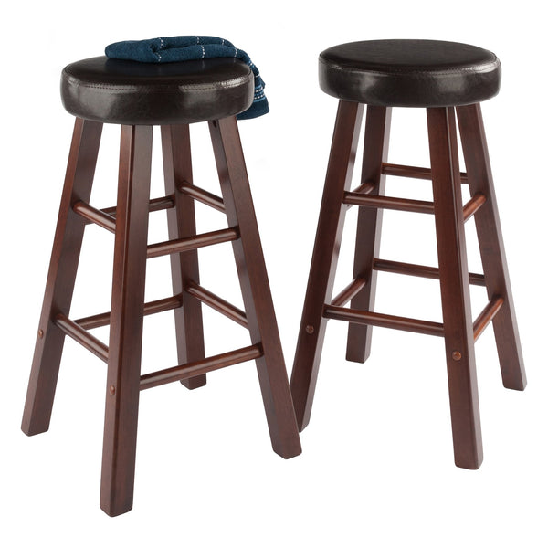Winsome Wood Maria 2-piece Counter Stool Set - Rich Walnut Frame With Espresso Faux Leather Cushioned Seats Walnut ,Espresso Solid Wood ,Polyurethane 94277-winsome-wood