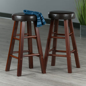 Winsome Wood Maria 2-piece Counter Stool Set - Rich Walnut Frame With Espresso Faux Leather Cushioned Seats Walnut ,Espresso Solid Wood ,Polyurethane 94277-winsome-wood