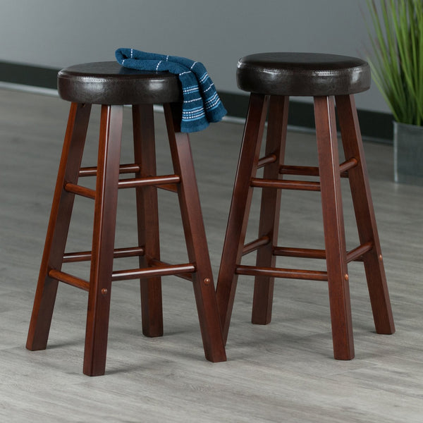 Winsome Wood Maria 2-piece Counter Stool Set - Rich Walnut Frame With Espresso Faux Leather Cushioned Seats Walnut ,Espresso Solid Wood ,Polyurethane 94277-winsome-wood