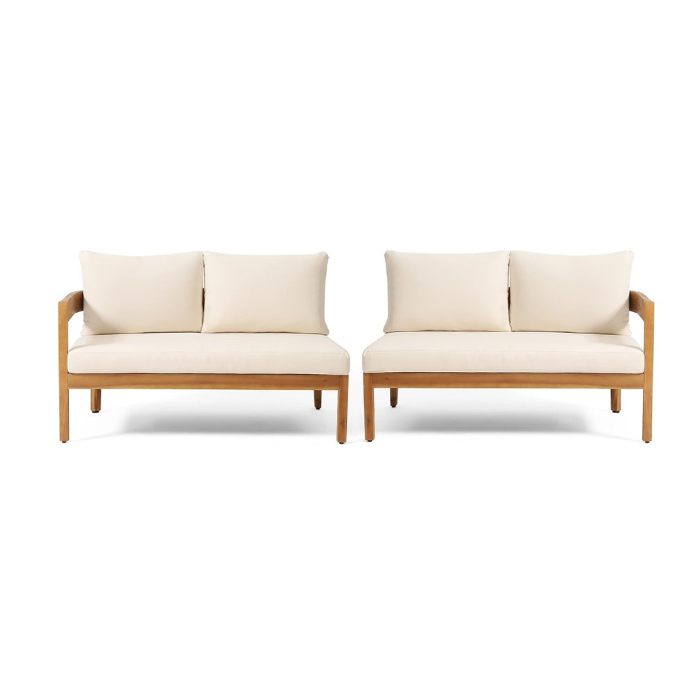 English Elm Brooklyn Outdoor Modular Sectional Acacia Hardwood Tuxedo Sofa Resort Patio Seating N773OS00070B