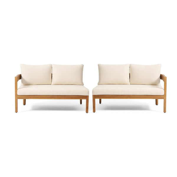 English Elm Brooklyn Outdoor Modular Sectional Acacia Hardwood Tuxedo Sofa Resort Patio Seating N773OS00070B