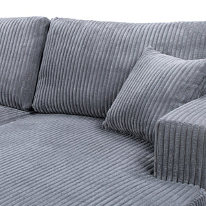 English Elm Jennifer Taylor Home - Goliath Oversized 86" Double Chaise Sofa Bed in Carbon Gray Corduroy — Plush Daybed, Deep Seats, Low-Profile Design B2719P318951