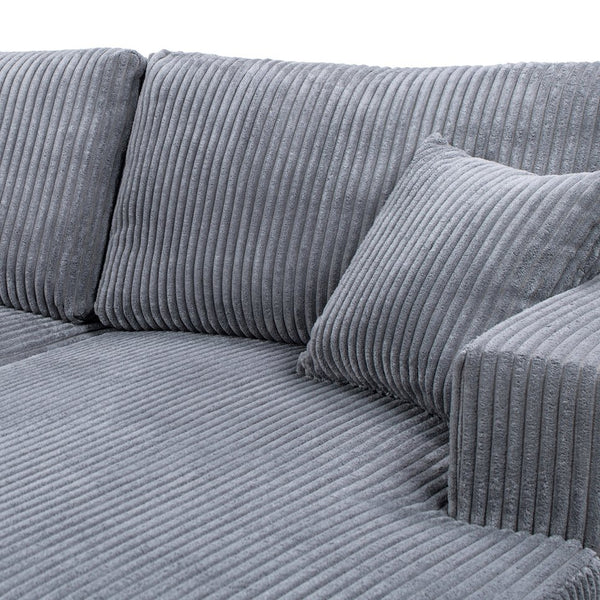 English Elm Jennifer Taylor Home - Goliath Oversized 86" Double Chaise Sofa Bed in Carbon Gray Corduroy — Plush Daybed, Deep Seats, Low-Profile Design B2719P318951