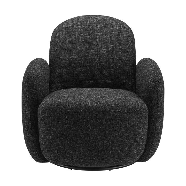 EuroStyle Brody Swivel Barrel Lounge Chair Upholstered with Pocket Springs and Steel Base Black 94280-BLK