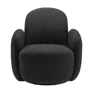 EuroStyle Brody Swivel Barrel Lounge Chair Upholstered with Pocket Springs and Steel Base Black 94280-BLK