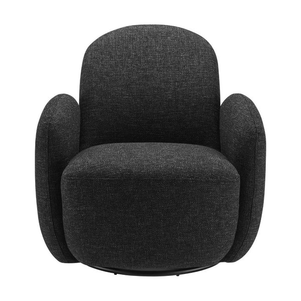 EuroStyle Brody Swivel Barrel Lounge Chair Upholstered with Pocket Springs and Steel Base Black 94280-BLK
