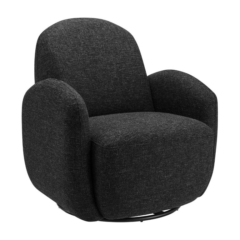 EuroStyle Brody Swivel Barrel Lounge Chair Upholstered with Pocket Springs and Steel Base Black 94280-BLK