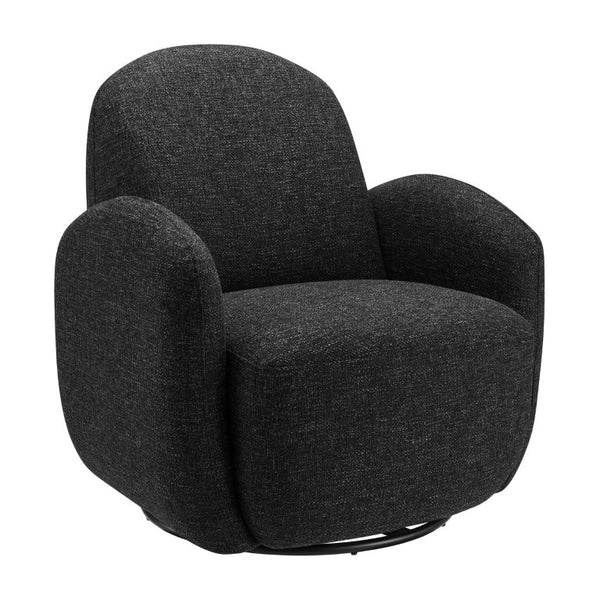 EuroStyle Brody Swivel Barrel Lounge Chair Upholstered with Pocket Springs and Steel Base Black 94280-BLK