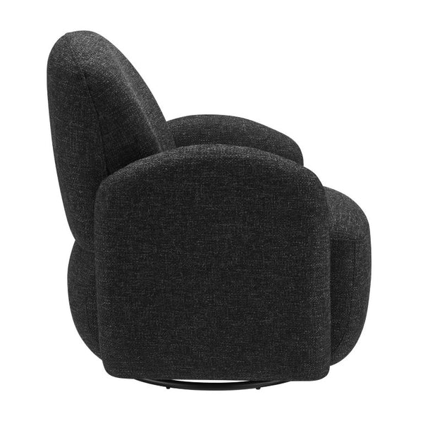 EuroStyle Brody Swivel Barrel Lounge Chair Upholstered with Pocket Springs and Steel Base Black 94280-BLK
