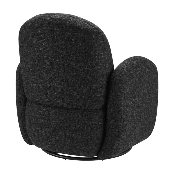 EuroStyle Brody Swivel Barrel Lounge Chair Upholstered with Pocket Springs and Steel Base Black 94280-BLK