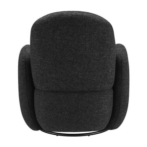 EuroStyle Brody Swivel Barrel Lounge Chair Upholstered with Pocket Springs and Steel Base Black 94280-BLK