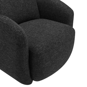 EuroStyle Brody Swivel Barrel Lounge Chair Upholstered with Pocket Springs and Steel Base Black 94280-BLK