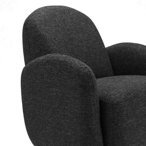 EuroStyle Brody Swivel Barrel Lounge Chair Upholstered with Pocket Springs and Steel Base Black 94280-BLK