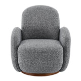 Brody Swivel Lounge Chair in Gray Fabric with Brown Swivel Base 94280-GRY EuroStyle