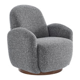 Brody Swivel Lounge Chair in Gray Fabric with Brown Swivel Base 94280-GRY EuroStyle