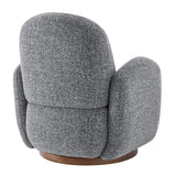 Brody Swivel Lounge Chair in Gray Fabric with Brown Swivel Base 94280-GRY EuroStyle