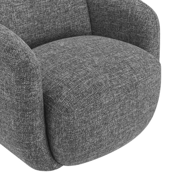EuroStyle Brody Swivel Barrel Lounge Chair Upholstered with Pocket Springs and Steel Base Gray 94280-GRY