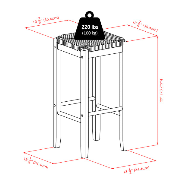 Winsome Wood Kaden 2-piece Bar Stool Set With Rush Seat - Classic Walnut Finish, Sturdy Design, Perfect For Dining Walnut Solid Wood ,Natural Sea Grass 94280-winsome-wood
