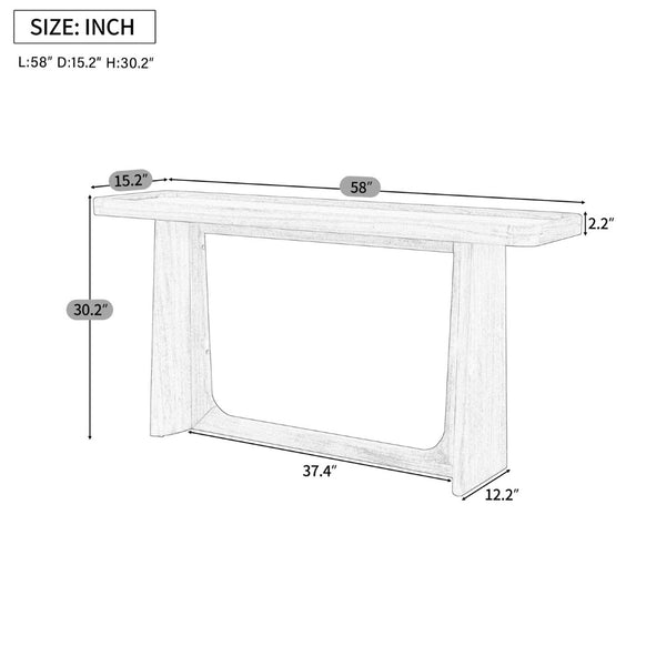English Elm Farmhouse Console Table Tray Top Trestle Base Distressed Wood Entryway Sofa Black N760P359387B