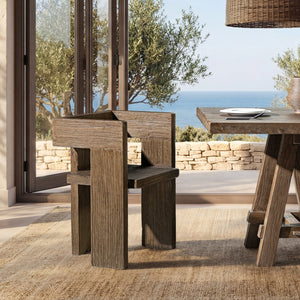 English Elm Avenel Reclaimed Elm Sculptural Accent Chair Wabi-sabi Solid Wood Architectural Statement Brown B2719P474444