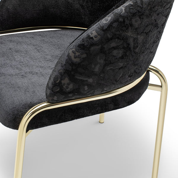 English Elm Onyx Luxe Velvet & Chenille Accent Chair with Gold Metal Frame — Plush Comfort, Durable Chic (96) Black B009P332650