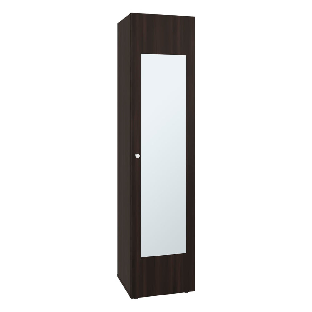 English Elm Home Freestanding Tall Mirrored Cabinet with Four Interior Shelves for Bedroom Bath Brown Oak B200P465728