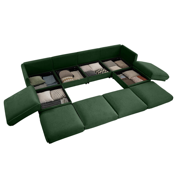 English Elm Modular Sectional Sofa With Storage Ottoman - Extra Large U-Shaped Chenille Couch For Ultimate Comfort W714S01065