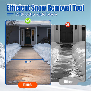 English Elm 30" Carbon Steel Snow Pusher with Wheeled Frame and Adjustable Ergonomic Handle W1422P362635