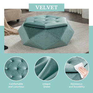 English Elm Christopher Knight Home® - Elegant Velvet Polygon Diamond Tufted Storage Ottoman with Spacious Interior, Durable Multi-Use Seating and Footrest Green 34.64 L x 29.75 W x 15 H N761P277690F