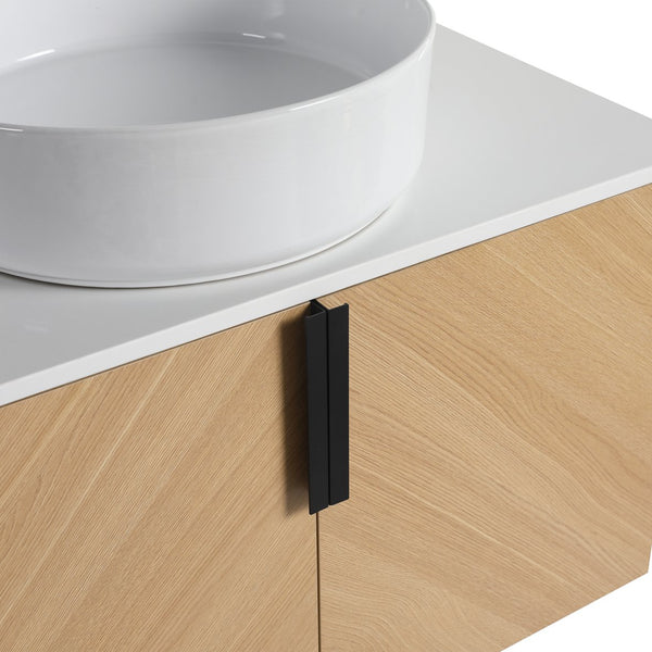 English Elm 30" Elegant Wall-Mounted Bathroom Vanity With Ceramic Sink & Soft-Close Doors For Modern Spaces W999S00443
