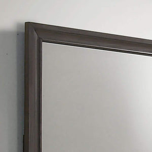 English Elm Gray Glam Dresser w Mirror Set — 63" Shiny Silver-Trim Jewelry Drawer, Dovetail Craft, Round Knobs B2741S00552