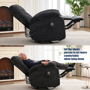 English Elm Hot Massage Rocking Swivel Lounge Chair with Heat Lumbar Support and Cup Holder W5029P388741