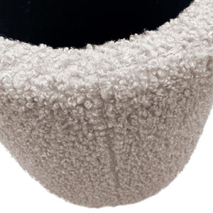 JLA Home Chapel Hill - Round Storage Ottoman with Off-White Bouclé Upholstery, Hidden Storage, Supportive Foam Seat for Small Spaces Beige CH101-0055