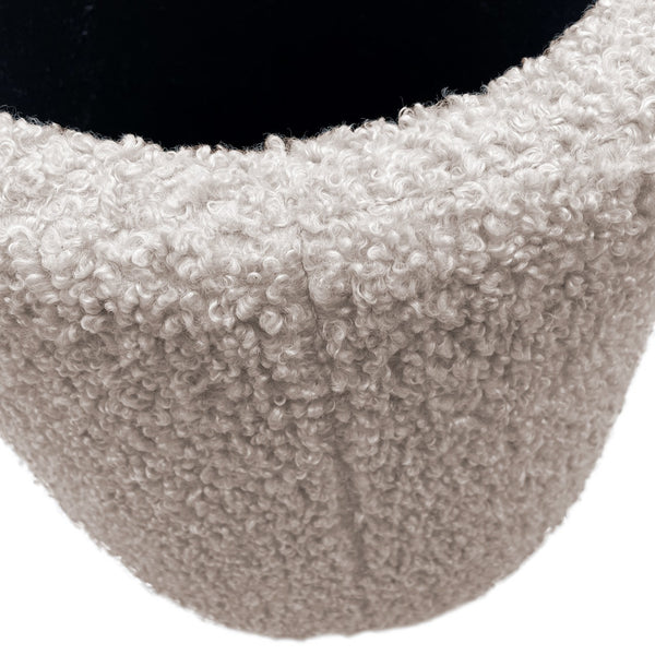 JLA Home Chapel Hill - Round Storage Ottoman with Off-White Bouclé Upholstery, Hidden Storage, Supportive Foam Seat for Small Spaces Beige CH101-0055