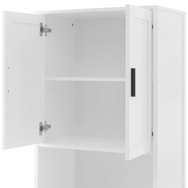 English Elm 70.9" High Freestanding Tall Bathroom Cabinet with Soft-Close Doors, Drawer & Adjustable Shelves for Organized Living White N729P272001K