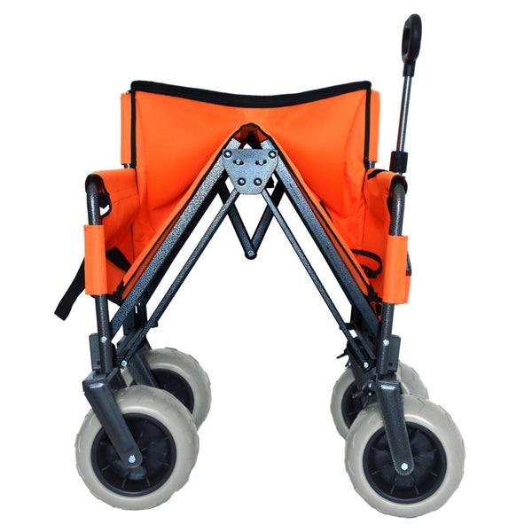 English Elm 3-in-1 Folding Utility Wagon Converts to Bench Seat with All-terrain Balloon Tires Orange W2932P312719
