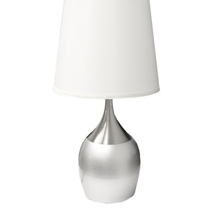 English Elm 24" Tall Metal Touch Table Lamp - Sleek Silver Finish With White Shade For Modern Interiors B072116159