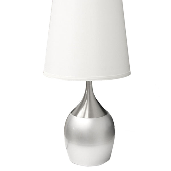 English Elm 24" Tall Metal Touch Table Lamp - Sleek Silver Finish With White Shade For Modern Interiors B072116159