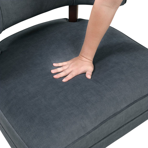 English Elm Elegant Velvet Barrel-Back Accent Chair Dark Gray Upholstery Solid Wood Legs 300lb Capacity Cozy Luxury B011P315635