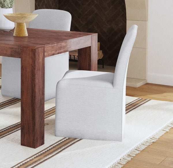 Basset Mirror Meyer Dining Chair Set Of 2 - Modern Comfort With Linen-like Fabric & Easy-mobility Casters Gray Rubber Wood,Asian Hardwood,Fabric 9430-dr-800-2