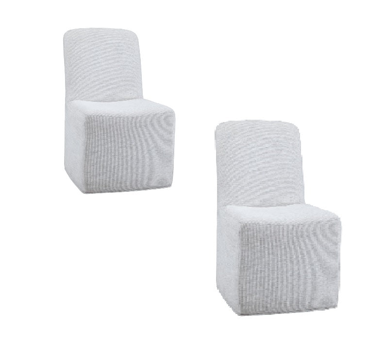 Basset Mirror Meyer Dining Chair Set Of 2 - Modern Comfort With Linen-like Fabric & Easy-mobility Casters Gray Rubber Wood,Asian Hardwood,Fabric 9430-dr-800-2