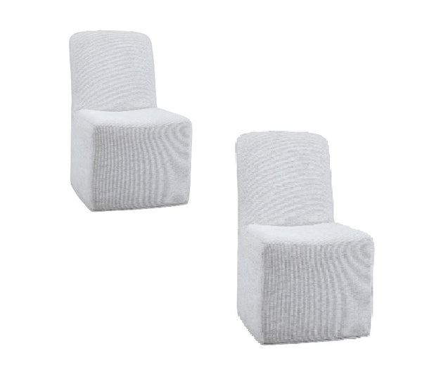 Basset Mirror Meyer Dining Chair Set Of 2 - Modern Comfort With Linen-like Fabric & Easy-mobility Casters Gray Rubber Wood,Asian Hardwood,Fabric 9430-dr-800-2