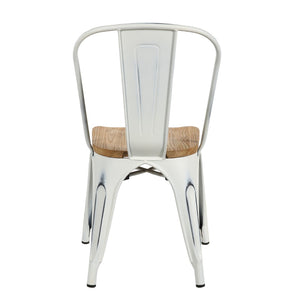 Eurostyle Danne Stacking Side Chair Set Of 4 - Chic Antique White With Natural Elm Seat For Modern Spaces Antique White Steel 94302wht