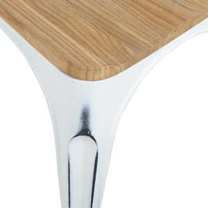 Eurostyle Danne Stacking Side Chair Set Of 4 - Chic Antique White With Natural Elm Seat For Modern Spaces Antique White Steel 94302wht