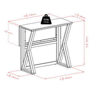 Winsome Wood Harrington 3-piece Drop Leaf High Table Set With Elegant Black Cushioned Stools In Walnut Finish Walnut Solid Wood 94302-winsome-wood