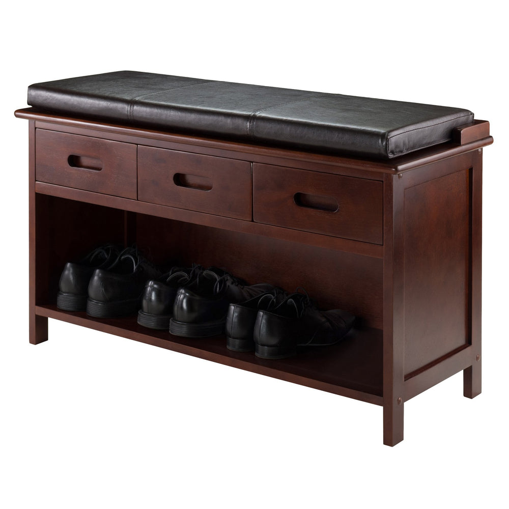 Winsome Wood Adriana 2-piece Storage Bench With Faux Leather Cushion, Stylish Walnut Finish For Mudroom Storage Walnut Solid ,Composite Wood 94306-winsome-wood